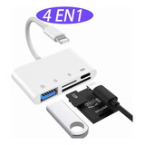 Adaptador Sd/tf Lector De Tarjetas Hub Para iPad iPhone 4in1