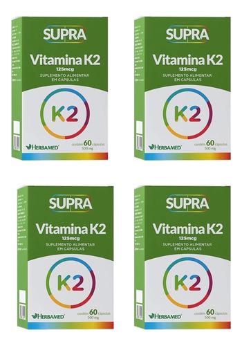 Kit 4 Supra Vitamina K2 60 Cáps - Herbamed