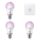 Lampara Led Color Rgbw Philips Smart 8w E27 X3 + Sensor Wiz 