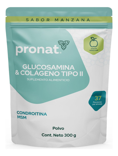 Glucosamina Y Colágeno Tipo Ii Sabor Manzana 300 Gr Pronat