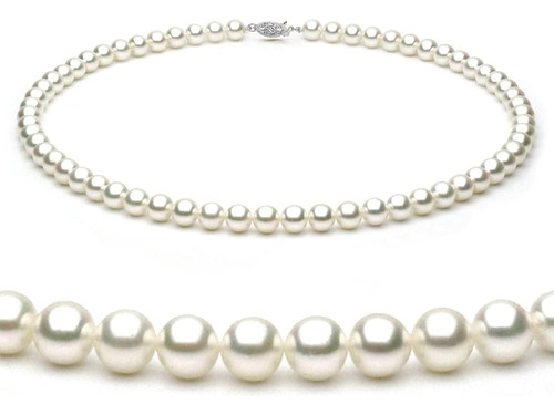 Collar De Perlas Cultivadas De Agua Dulce Blancas De 6,5 A 7