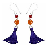 Aretes Anzuelo - Silvesto India Cuarzo Naranja Redondo Y Óni