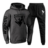 Conjunto Moletom Abrigo Luta Blusão + Calça Muay Thai Mod 3!