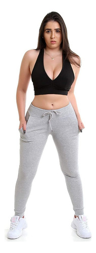 Calça Feminina Ribana Canelada Inverno Tipo Moletom Promoção