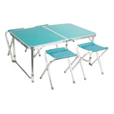 Set Importado De Camping Mesa Plegable + 4 Bancos  Picnic