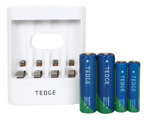 2 Pilas Aa Y 2 Pilas Aaa Recargables Tedge Con Cargador Usb