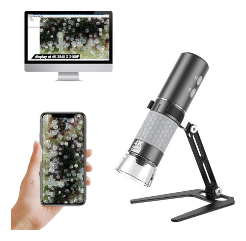 Microscopio Digital Ninyoon 4k,wifi,usb,8.3mp,50-1000x, Gris