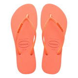 Chinelo Havaianas Com Brilho Glitter Neon Laranja Coral