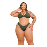 Biquini Plus Size Cortininha Ajustavel Moda Praia Feminino 