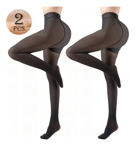 Medias Termicas Mujer Leggins Afelpados Transparentes 2pcs