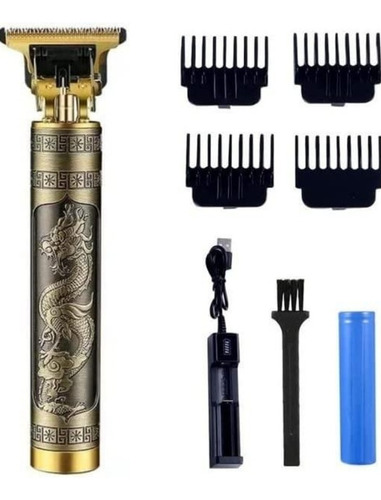 Aparelho Barbeador Elétrico  Barba Profissional Cor Dourado 