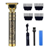 Aparelho Barbeador Elétrico  Barba Profissional Cor Dourado 