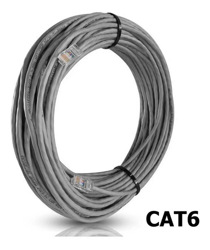 Cabo De Rede Cinza Cat6 Ethernet Lan - 18 Metros - Montado