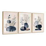 Quadros Decorativos Geométrico Abstrato Folhagem Azul Vidro