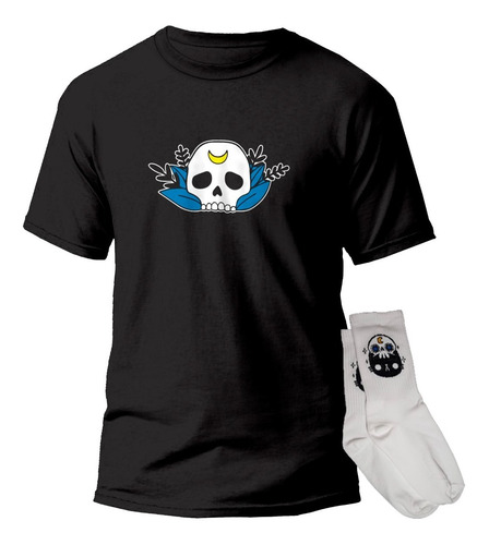 Playera Y Calceta Gato Calavera Luna Gatito Craneo Horror