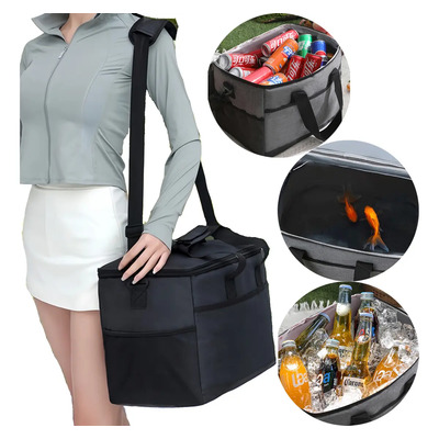 Mochila Hielera Térmica Impermeable Portátil De Camping 25 L Negro