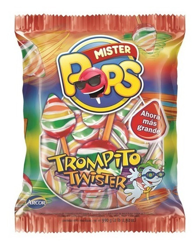 Chupetines Mr. Pop Trompito Twist Arcor Bolsa X 50 Unidades 