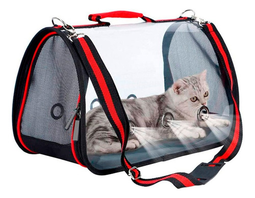 Bolsa De Viaje Transportadora Gato Perro Mascotas Pequeñas Color Rojo