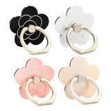 4 Anillos Para Teléfono Móvil: Flores Rosas/negro/blancas