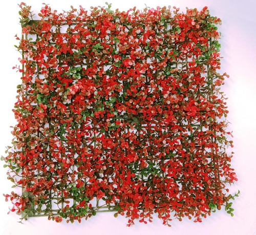 Follaje Artificial Muro Verde 3m2 Arrayan Rojo Panel 25x25