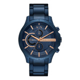 Reloj Hombre Armani Exchange Hampton Chrono Color De La Correa Azul