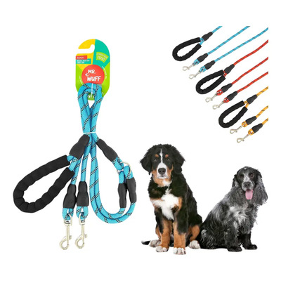 Correa Reflectante para 1-2 Perros Mr Wuff Azul 1.25m Resistente | MercadoLibre