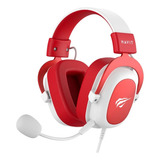 Headset Gamer Havit H2002d, Conector P2, Branco Com Vermelho