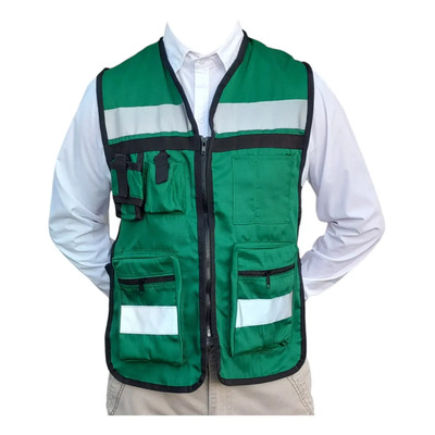 Chaleco Brigadista Reflejante Gabardina Color Verde Bandera Talla Del Chaleco Reflejante Unitalla Ajustable