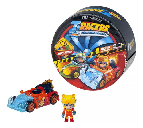 T-racers Auto Carrera Vehiculo Turbo + Figura Sorpresa Edu