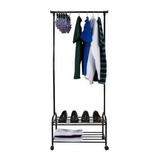 Closet Armable Portatil Con Llantas Perchero - Negro