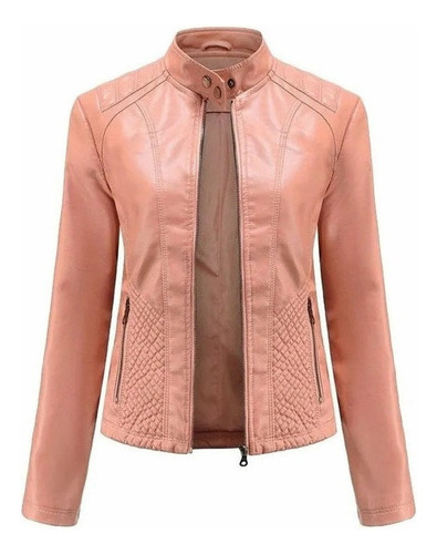 Chaqueta De Cuero Casual Para Mujer Con Abrigo De Cuello Alt