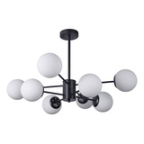 Lustre Pendente Jabuticaba Globo Leitoso Moderno Sala  8xe14 Cor Preto 110v/220v