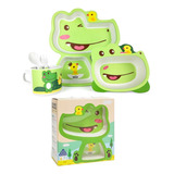 Set Vajilla Para Bebes Niños Bambu - Animalitos