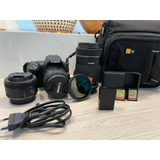 Camera Canon Eos Sl3 4k + Lentes 50mm E 55-250mm + Brindes