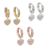 Aros Italianos Plata 925 Argollas Doble Corazones Chicas