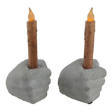 Candelabro Porta Vela En Cemento Mano Set X 2