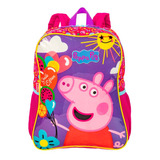 Mochila Escolar Infantil G Sestini 066210-00 Peppa Pig Cor Rosa Desenho Do Tecido Peppa Pig Mochila Escolar Sestini