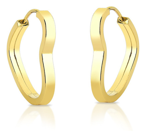 Argola Feminina De Ouro 18k - 750 Coração Largo Grande 2.1cm