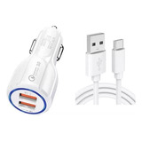 Cargador De Auto Cenicero Doble Usb + Cable Usb Tipoc iPhone