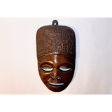 Mascara Africana En Talla De Madera Antigua 