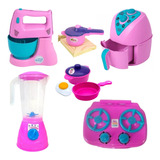 Kit Cozinha Infantil Rosa Batedeira Air Fryer Panelas Fogao
