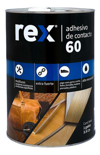 Adhesivo De Contacto Rex 60 Tarro 240cc O 1/16 Galon 