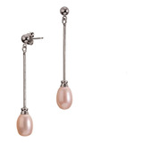 Aretes Rosa Con Plata Perla Natural Cultivada Moda