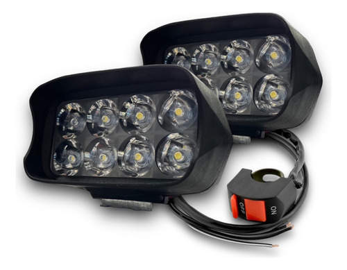 Combo X2 Faros Led Auxiliar Luz Spot 12v + Tecla Moto A-vip