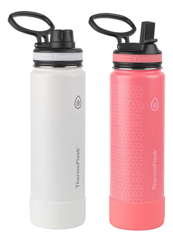 Thermo De Acero Inoxid 24oz Paq 2 Pz Thermoflask Blanco-rosa Color Blanco - Rosa