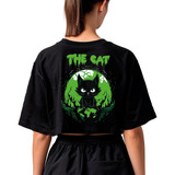 Playera Crop Top Deportivo Gym Oversize The Green Cat