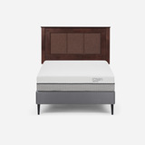 Cama Europea Pratta 1,5 Plazas Pata Acero + Respaldo Rachel