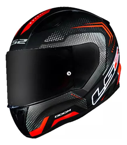 Capacete Masculino Ls2 Ff353 Doom Preto Vermelho Fosco