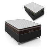 Cama Box Viúva + Colchão Paris Molas Ensacadas - Couro Preto