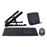 Kit Teclado Mouse Fio Multilaser + Suporte + Apoio P/leitura